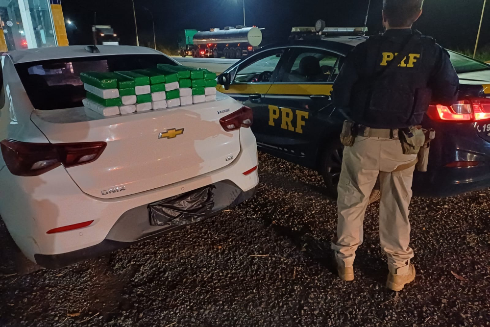PRF apreende cerca de 30 quilos de maconha na BR-262 e prende homem por tráfico em Campos Altos