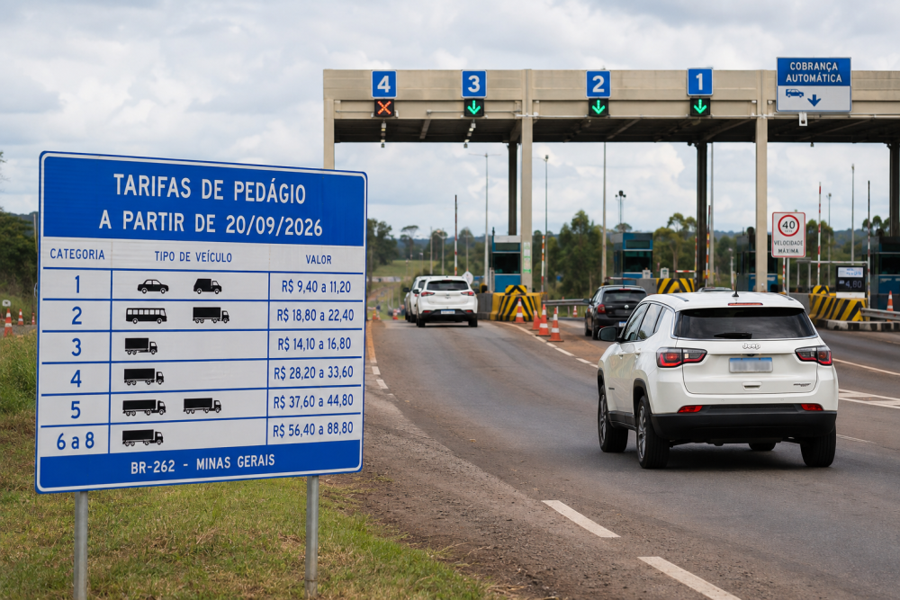 Pedágio na BR-262 fica mais caro a partir de 20 de setembro em Minas Gerais