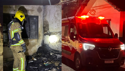 Incêndio em residência deixa três pessoas feridas e mobiliza Bombeiros durante a madrugada em Araxá