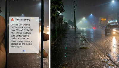 Após alerta da Defesa Civil, chuva com granizo atinge Araxá no início da noite de segunda (15)