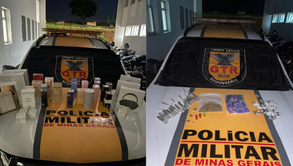 Homem é preso com drogas, perfumes e eletrônicos na BR-146, em Serra do Salitre